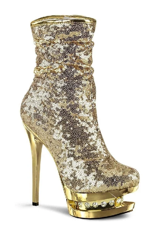 BLONDIE-R-1009 Exotic Boot | Gold Sequins