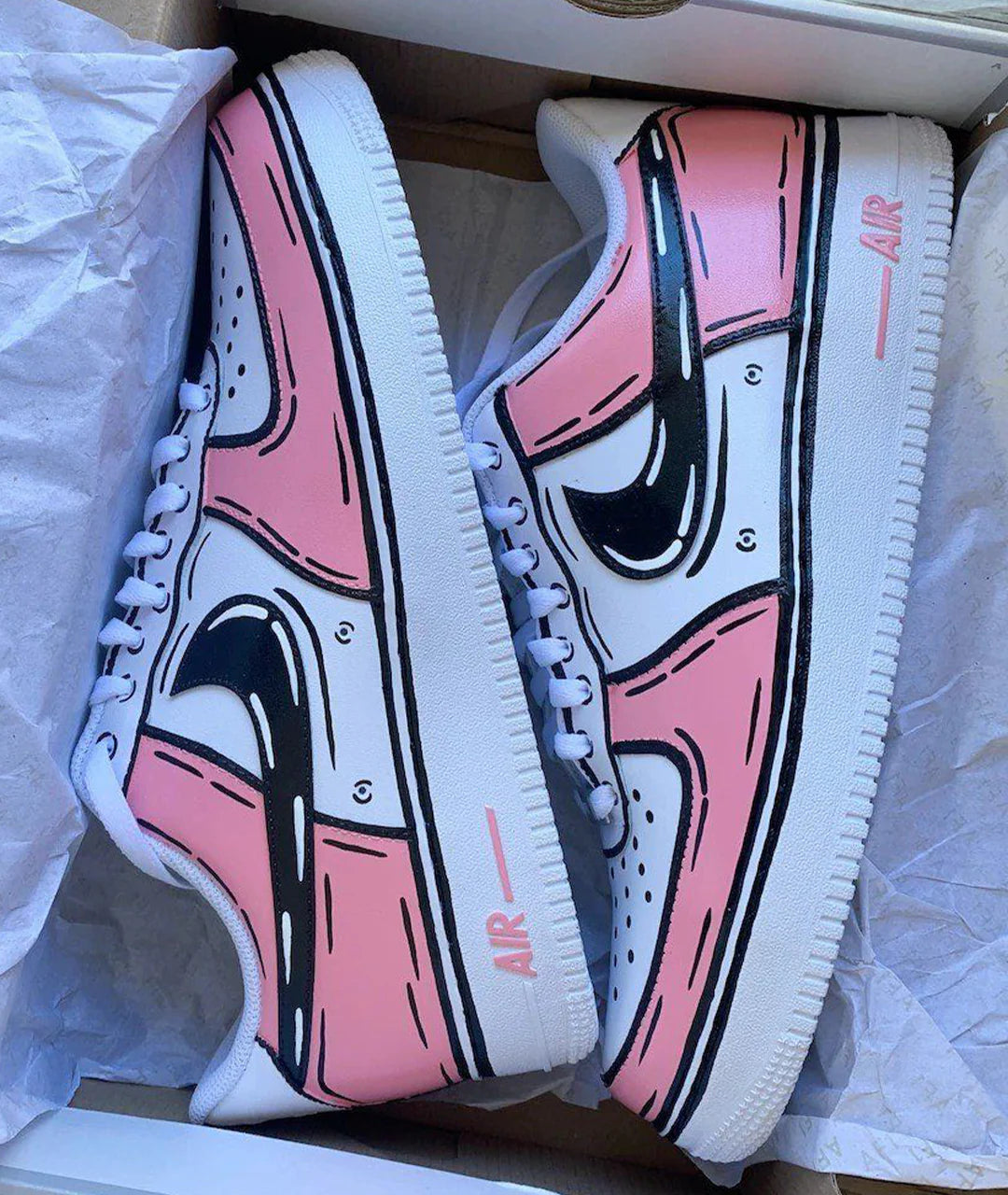 NIKE AIR FORCE 1 CUSTOM CARTOON WHITE PINK