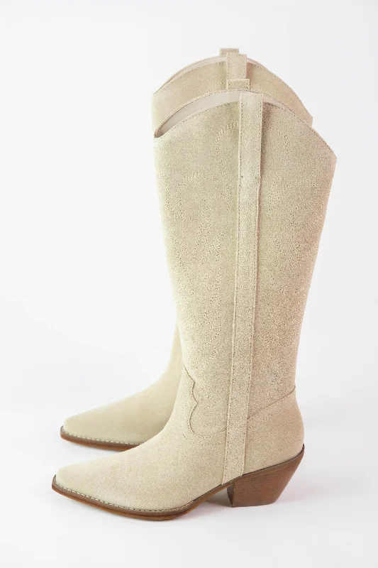 Agency Suede Tall Western Boot, Cream Suede | Coconuts by Matisse