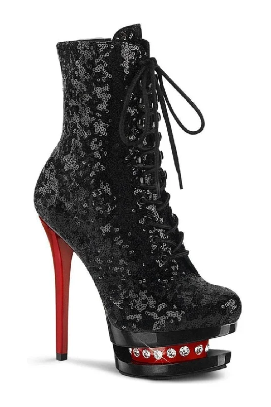 BLONDIE-R-1020 Exotic Boot | Black Sequins