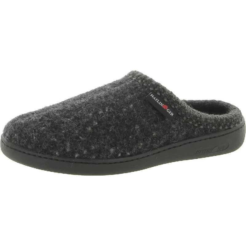 Womens Textured Contrast Trim Fleece Slippers