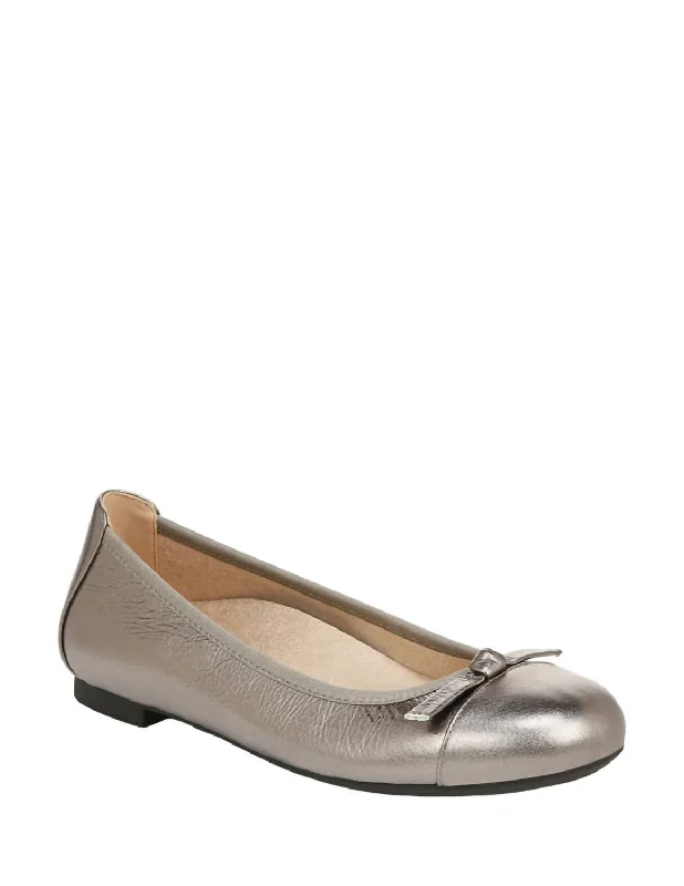 Amorie Flat Loafer In Pewter Metallic