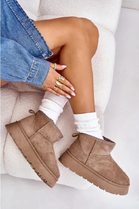 CAMEL ULTRA MINI PLATFORM FAUX FUR LINED ANKLE BOOTS