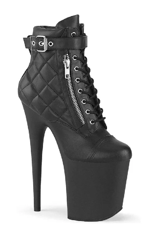 FLAMINGO-800-05 Exotic Ankle Boot | Black Faux Leather