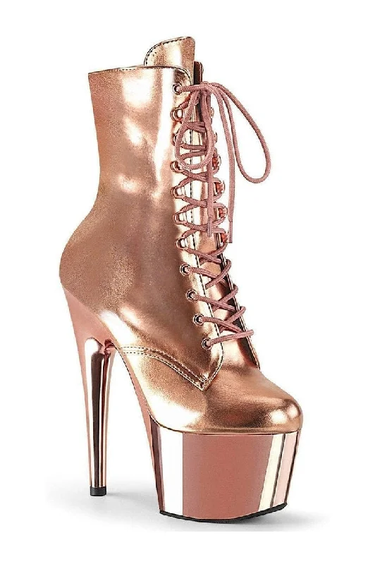 ADORE-1020 Exotic Platform Boot | Gold Faux Leather