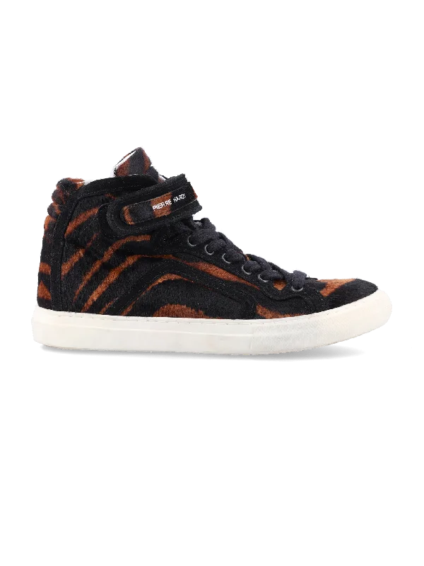 tiger-print high-top sneakers