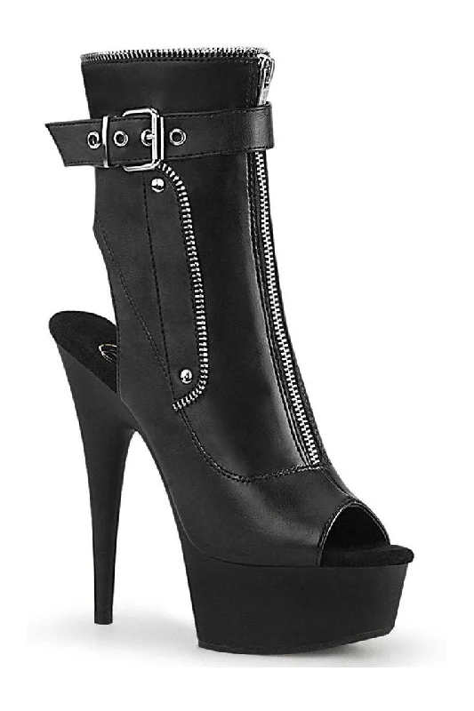 DELIGHT-1035 Exotic Ankle Boot | Black Faux Leather