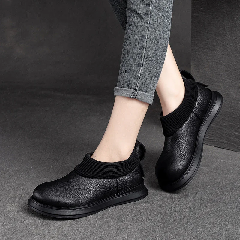 Women Retro Minimalist Leather Flat Casual Shoes