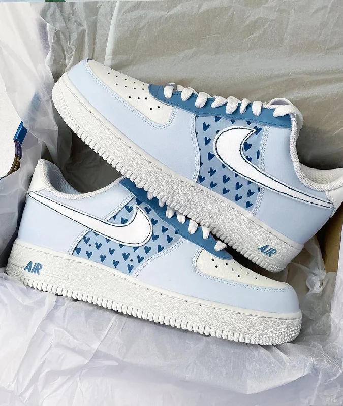 NIKE AIR FORCE 1 CUSTOM HEARTS BLUE