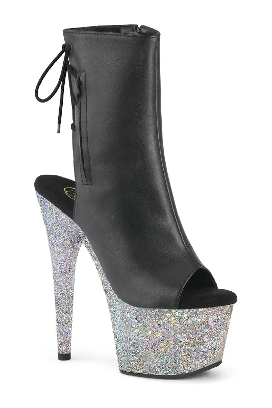 ADORE-1018LG Black Faux Leather Ankle Boot