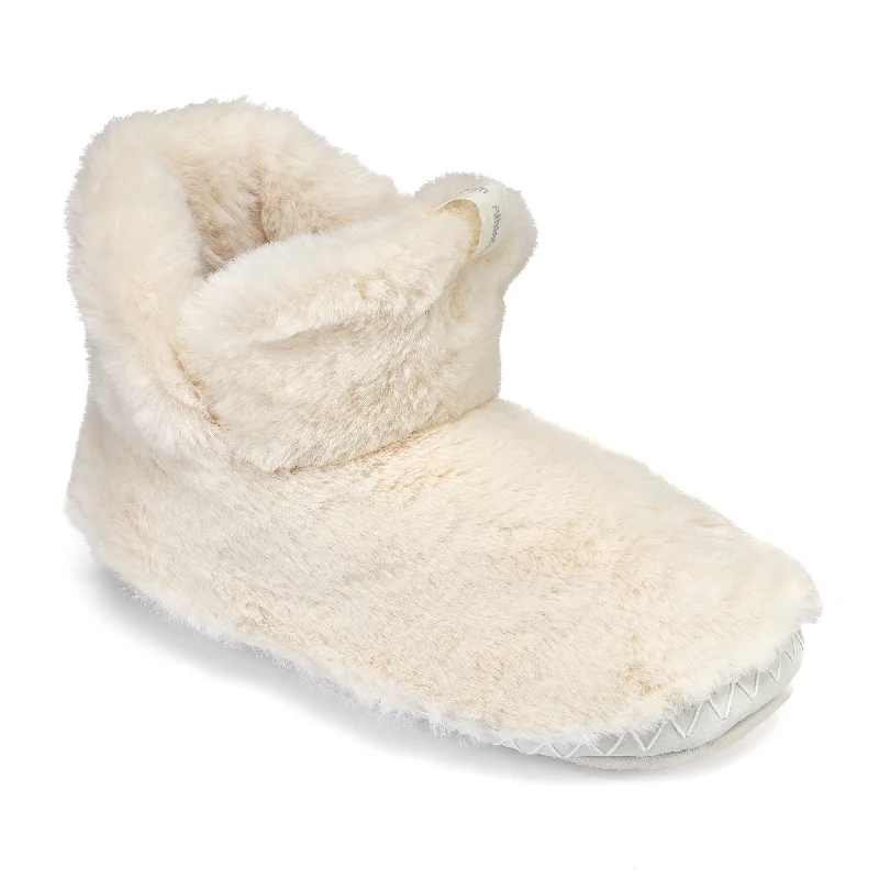 Harriet - 100% Recycled High Density Faux Fur Slipper Boot - Cream