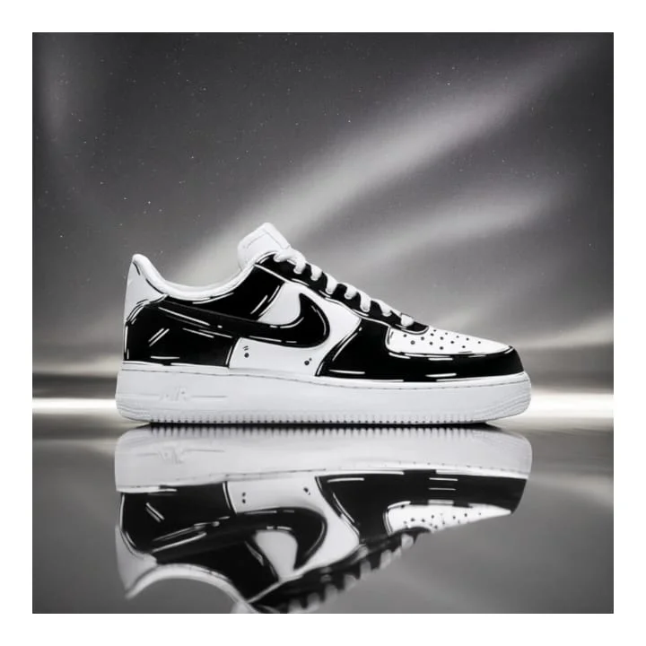 NIKE AIR FORCE 1 CUSTOM CARTOON WHITE BLACK