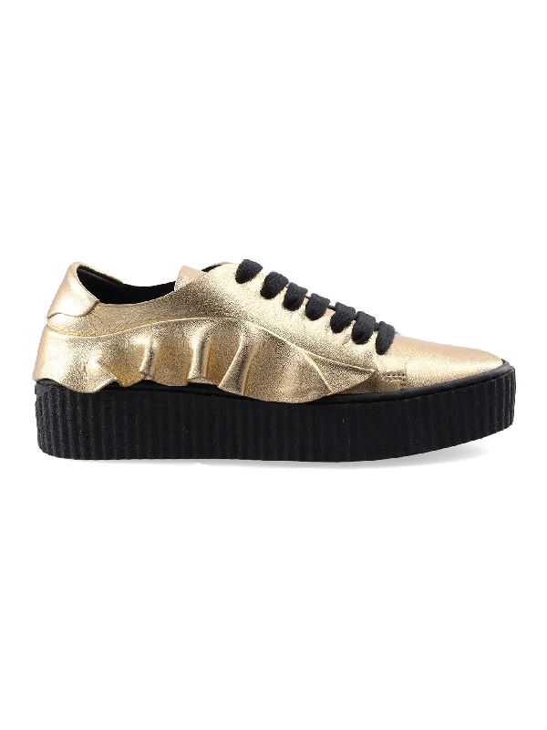 metallic-effect leather low-top sneakers