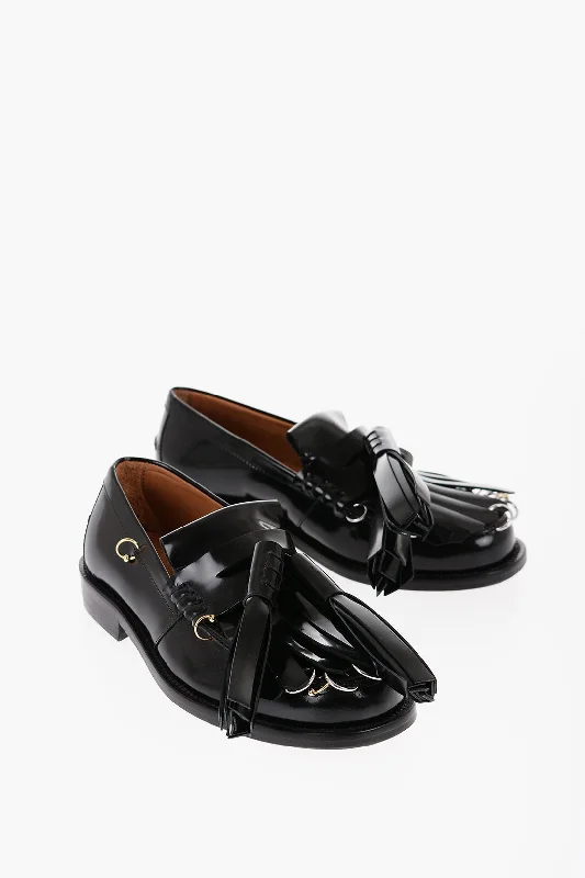 Marni Brushed Leather Kiltie Loafers with Maxi Tassels and Piercin