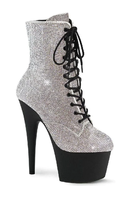 ADORE-1020RS Ankle Boot | Silver Faux Suede