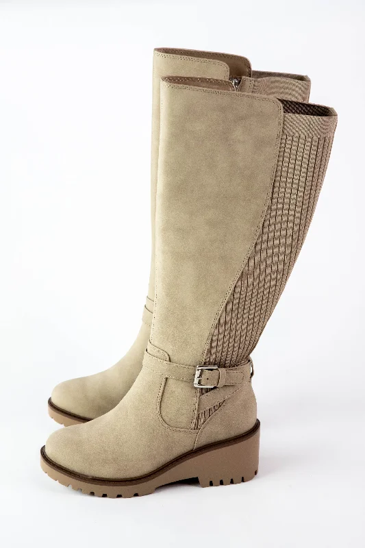 Zone Tall Knit Back Boot, Beige