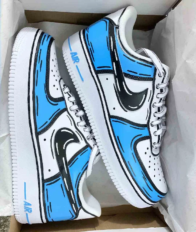 NIKE AIR FORCE 1 CUSTOM CARTOON SKY BLUE