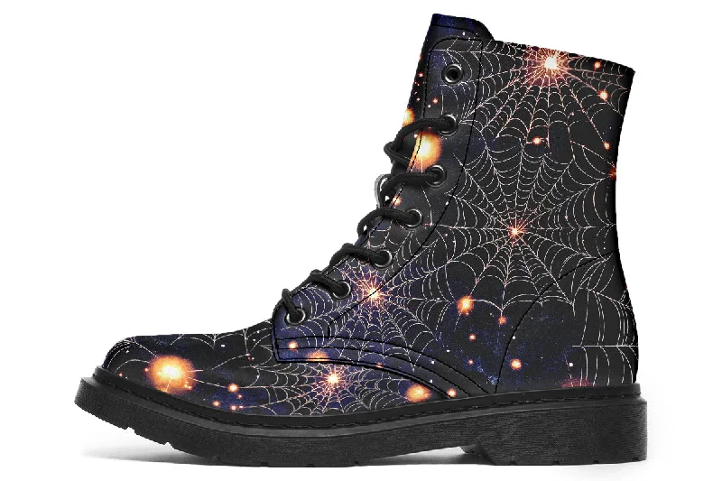 Spiderweb Boots - Vegan Leather Doc-Style Boots with Durable Stitched on Soles