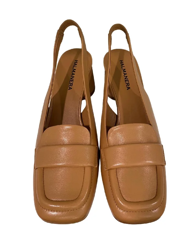 Women's Slingback Loafer With Stack Heel In Baron Camel