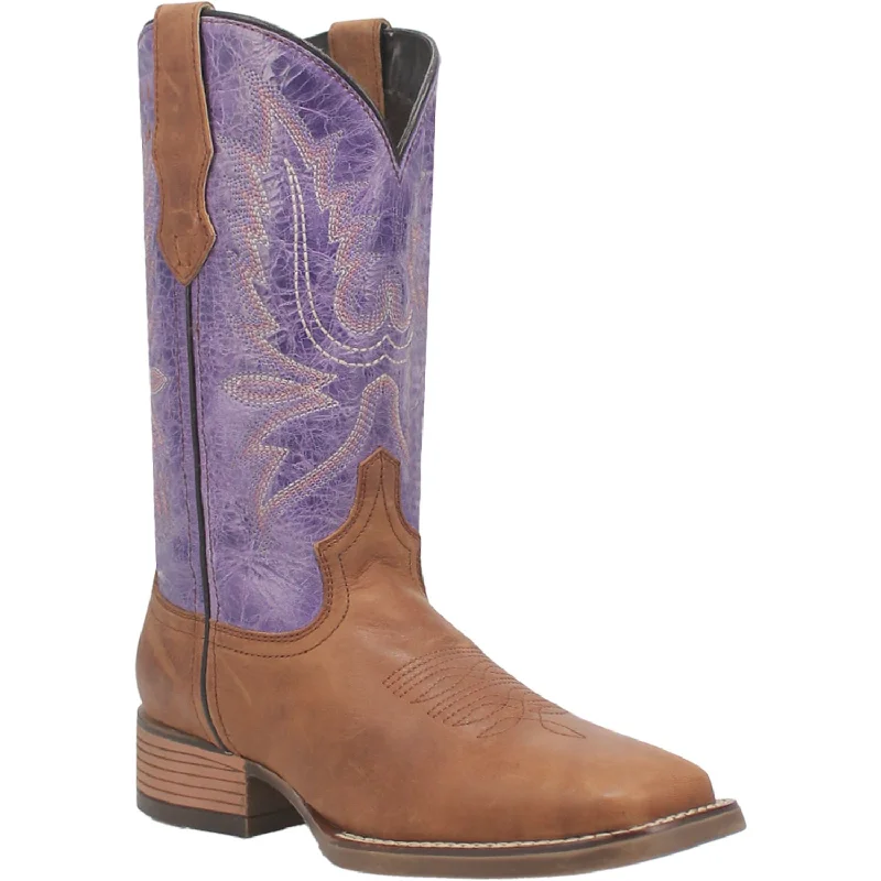 Laredo Womens Mara Tan/Purple Leather Cowboy Boots 9 M