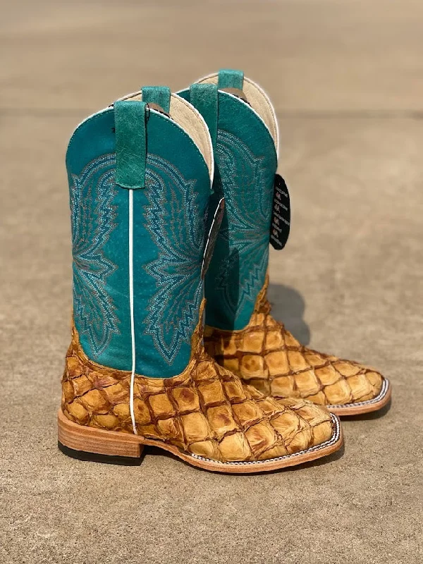 Women's Macie Bean Top Hand M2008 13" Antique Bass with Turquoise Top Square Toe Boot (SHOP IN-STORES TOO)