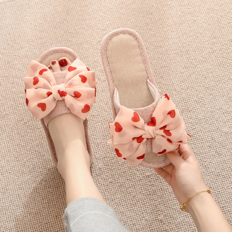 Wholesale Bow Linen Slippers