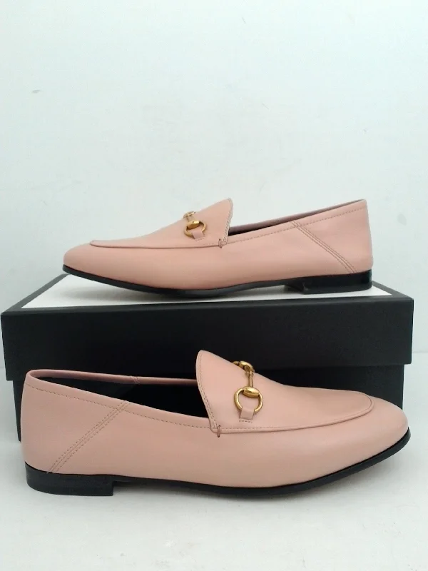 Gucci Women's Soft Pink Leather Flat Loafer Size 39.5