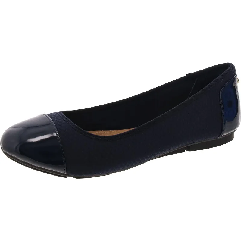 Taylee Womens Patent Trim Loafer Ballet Flats