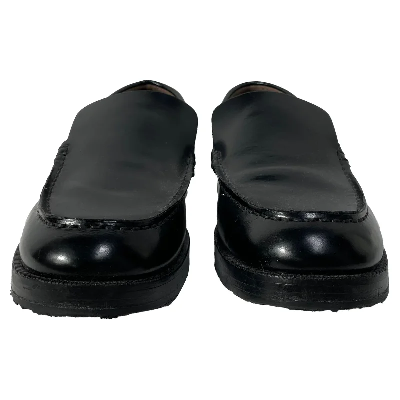 By Far Rafael Almond-Toe Slip-On Loafers in Black Leather