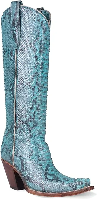 A4448 CORRAL WOMEN'S TURQUOISE PYTHON TALL TOP FULL EXOTIC