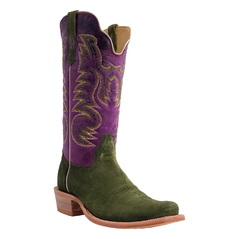 R. Watson Women’s Forest Green Rough Out Electric Purple Cowhide Boot