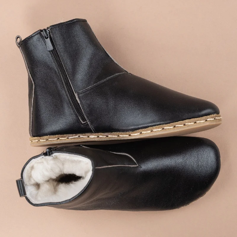 Women's Black Barefoot Boots with Fur