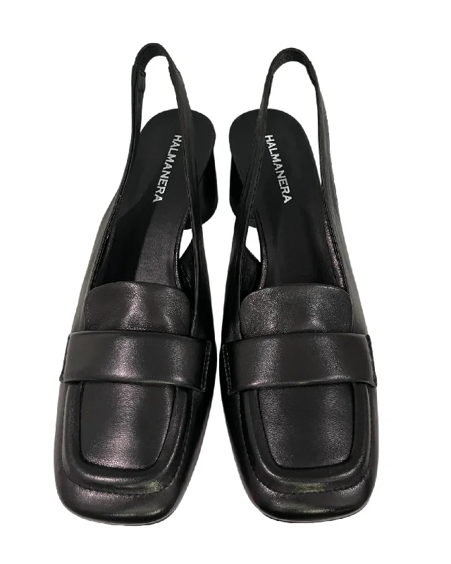 Women's Slingback Loafer With Stack Heel In Baron Black