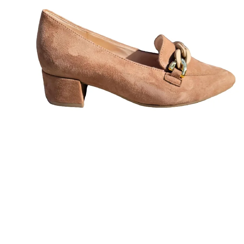 Women's Loafers In Taupe W/ Gold Link