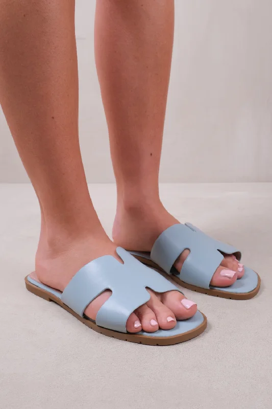 MAE PU STRAP SANDALS IN SKY BLUE FAUX LEATHER