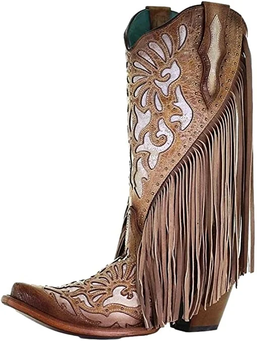 WOMEN'S CORRAL FRINGE WESTERN BOOTS C3766