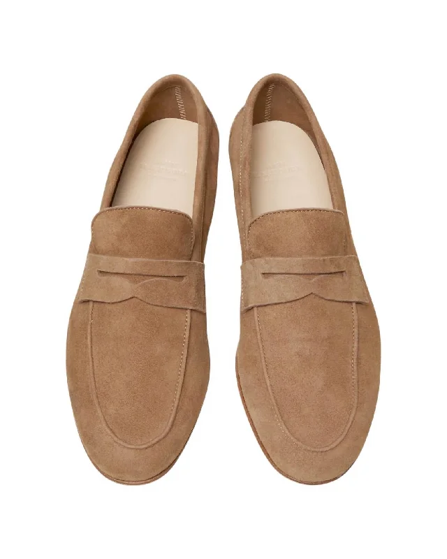 Women's Summer Penny Loafer In Dark Taupe Suede