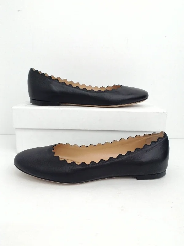 Chloé Women's Nappa Kano Black Leather Flat Size 38.5