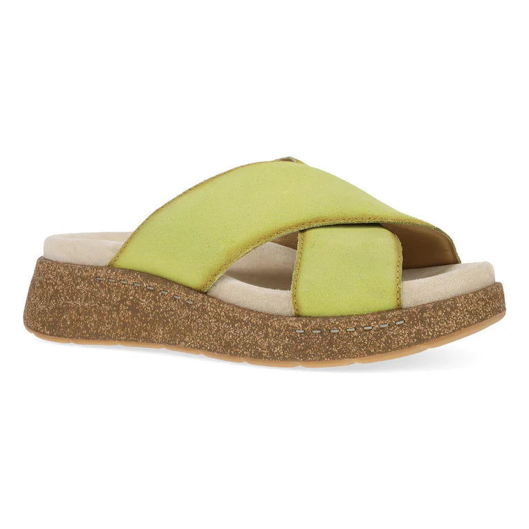 Bridget Platform Cork Sandal in Suede Lime