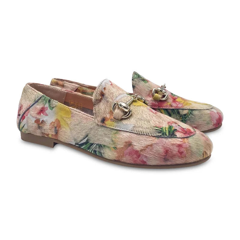 Ruth Secret Taupe Floral Pony Hair Slip On 3655