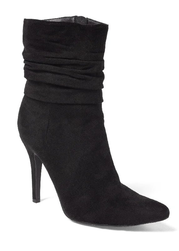 Slouchy Pointed Toe Booties - Black