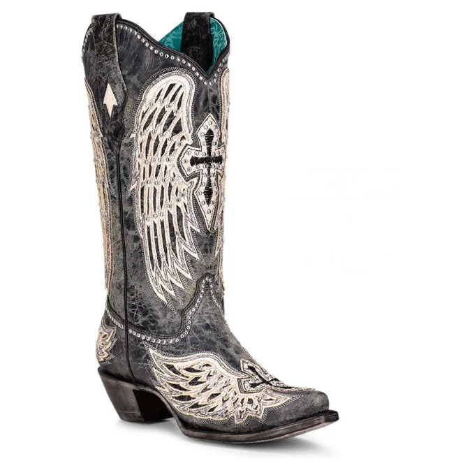 Corral Women’s Black Ross & Wings Overlay & Studs Boot