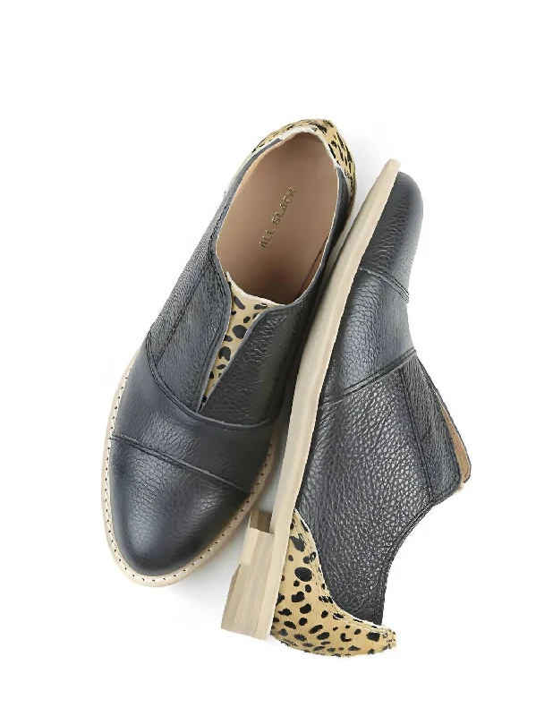 Women's Colorful Cowman Oxford In Black Leopard