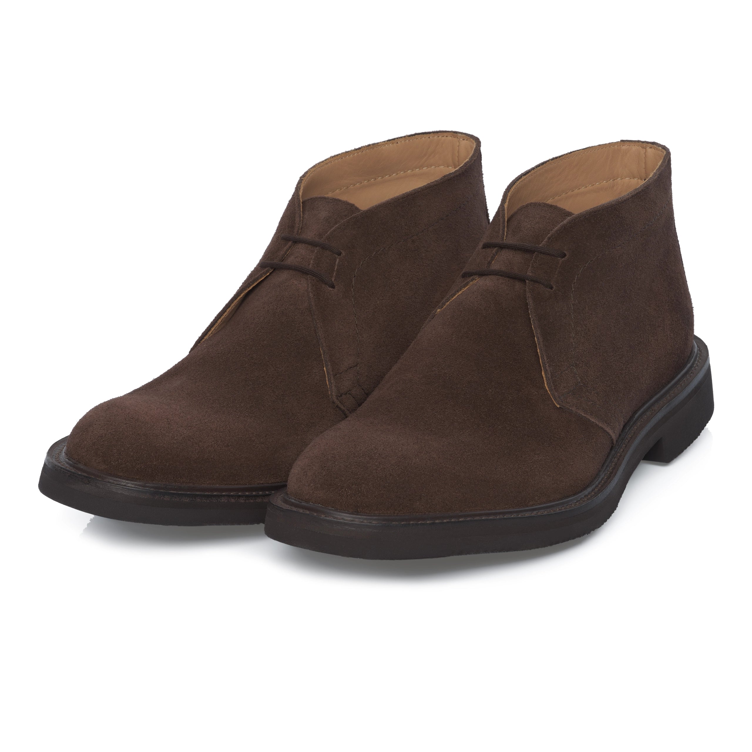 "Polo" Two-Eyelet Suede Chukka Boots in Coffee