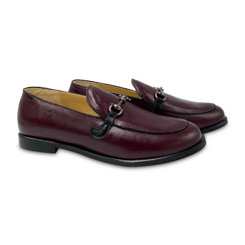 LMDI Burgundy Leather Chain Loafer 136715B