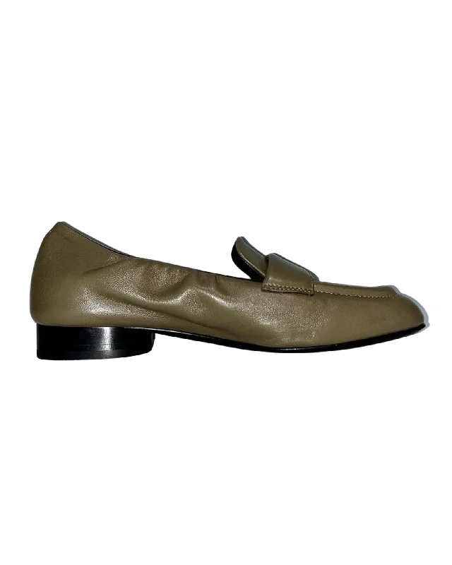 Women's Leather Loafer In Army Green