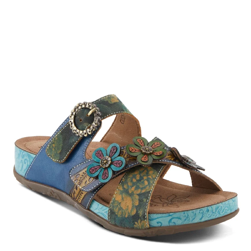 Caelana Flowery Mule Slide in Blue Multi