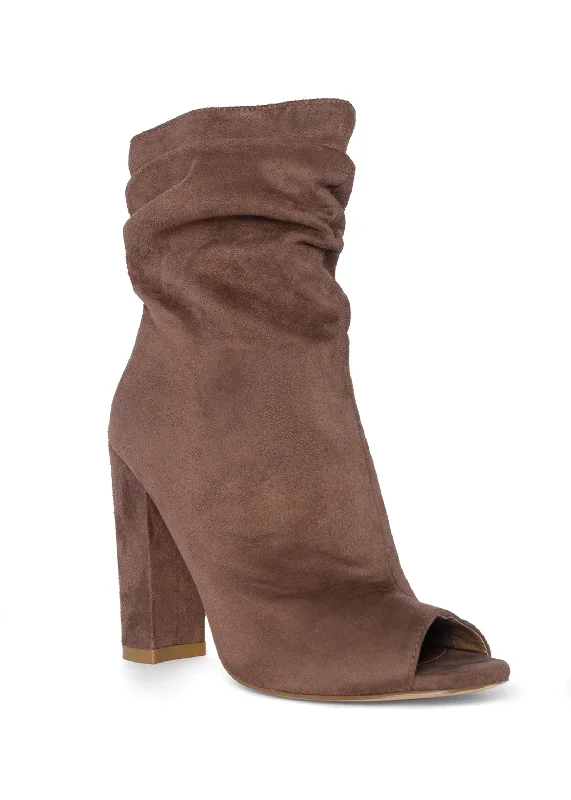 Peep Toe Booties - Taupe