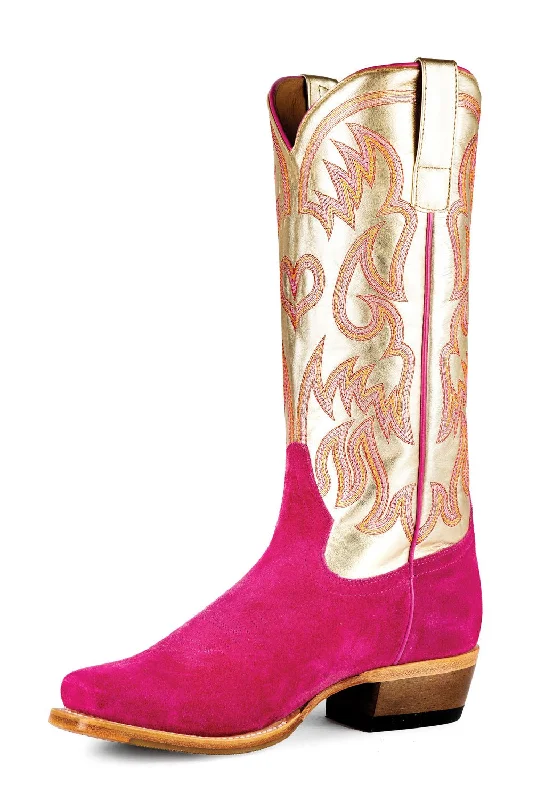 Macie Bean Womens Golden Daze Gold Suede Cowboy Boots 6.5 M