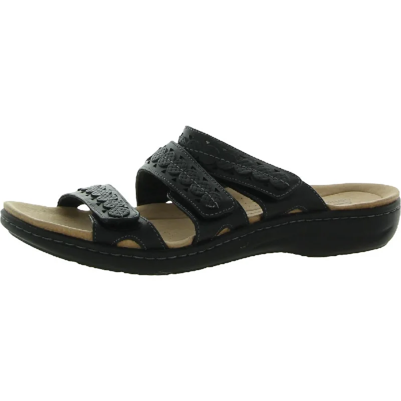 Clarks Womens Laurieann Cove Leather Banded Slide Sandals